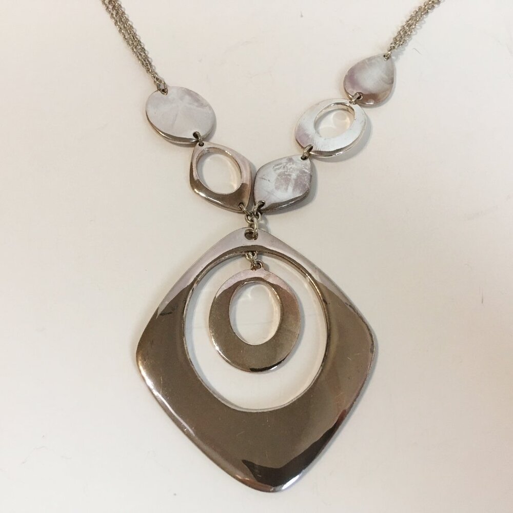 Alfani Mod Pendant Necklace Layered 3 Strand Silver-Tone Metal Chain Adj Length